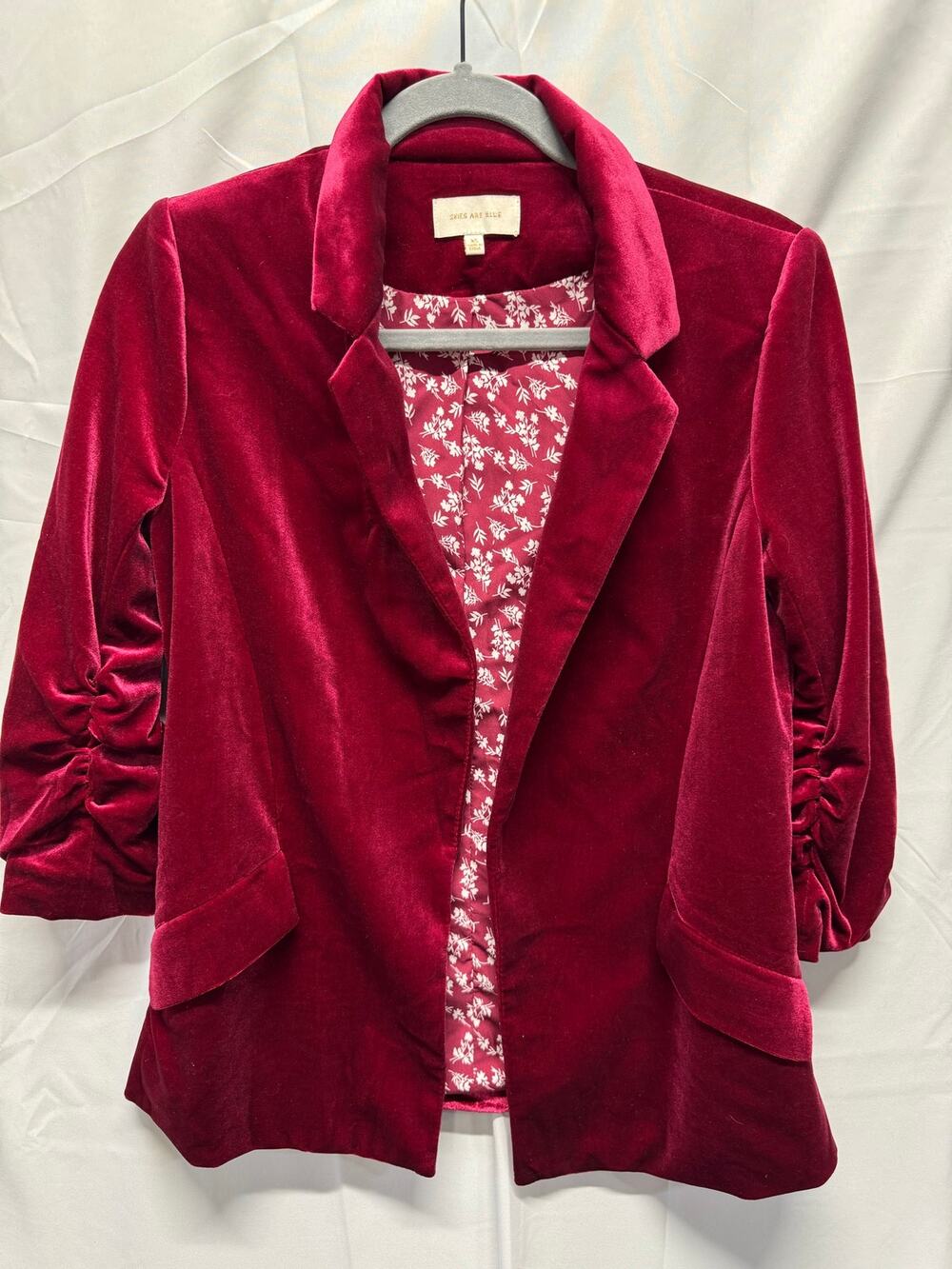 Skies Are Blue XS Magenta Velvet Blazer Jacket Holiday Date Night Romantic Posh